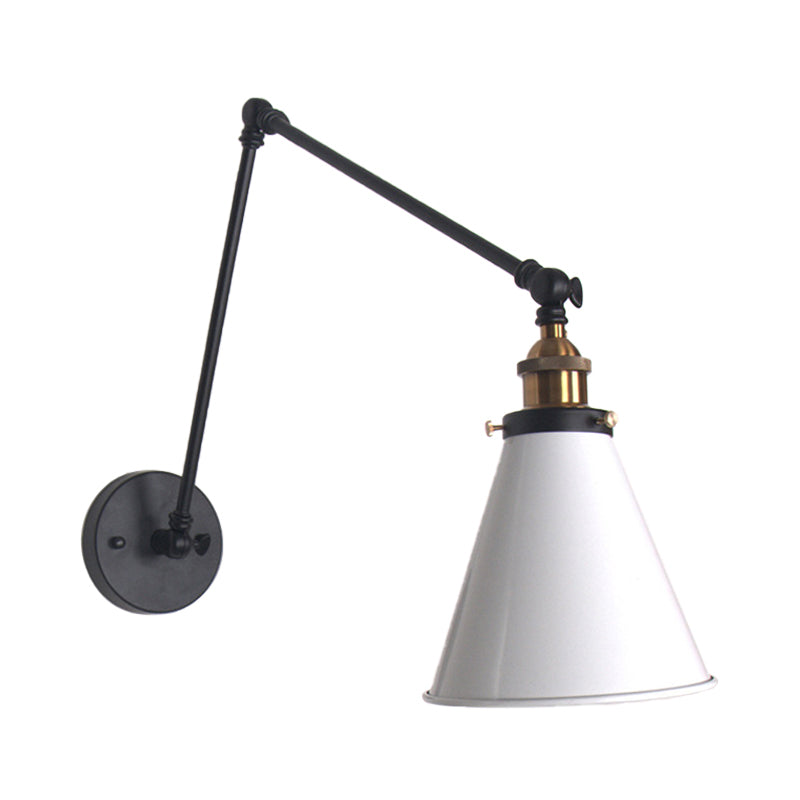 Frendorf | Tapered Schlafzimmer Wandmontage Licht Loft Stil Metallisch 1 Kopf Schwarz/Weiß Verstellbare Wandleuchtenarmatur