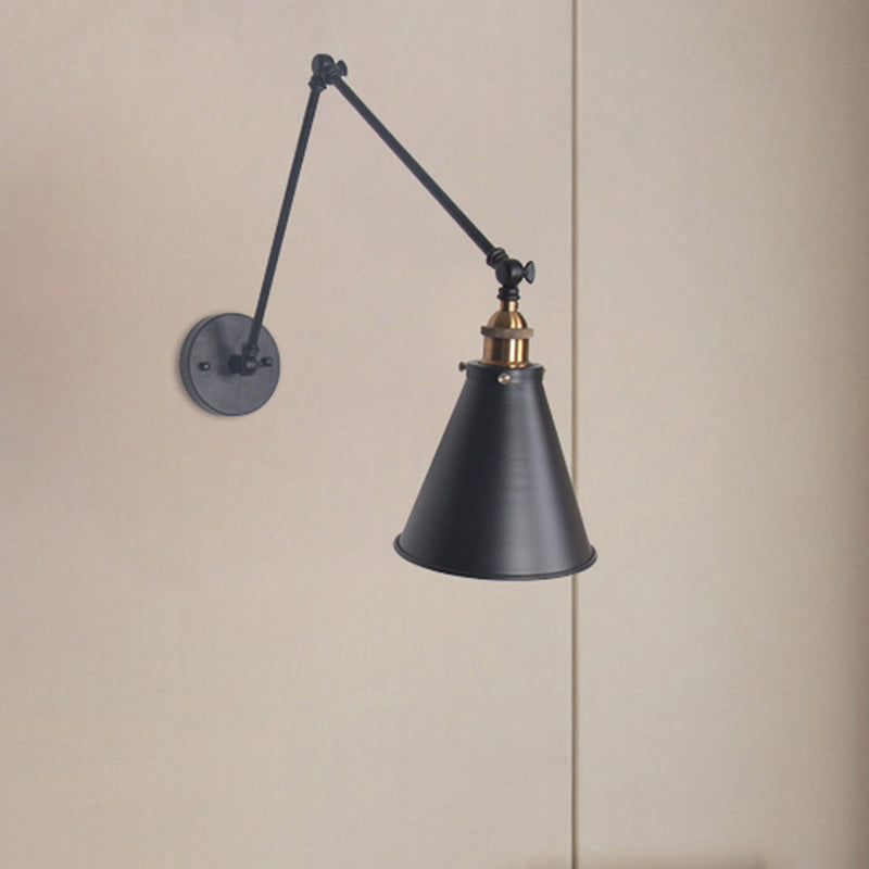 Frendorf | Tapered Schlafzimmer Wandmontage Licht Loft Stil Metallisch 1 Kopf Schwarz/Weiß Verstellbare Wandleuchtenarmatur
