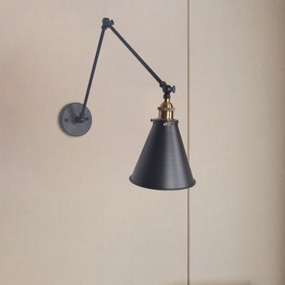Frendorf | Tapered Schlafzimmer Wandmontage Licht Loft Stil Metallisch 1 Kopf Schwarz/Weiß Verstellbare Wandleuchtenarmatur