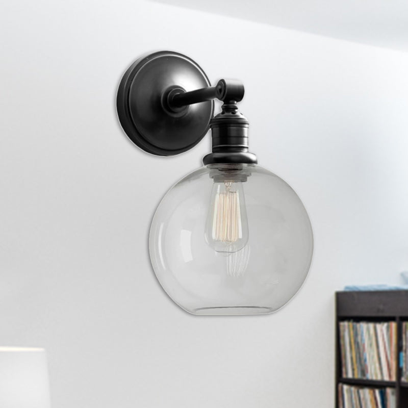 Frendorf | Metaal Zwart/Chroom Wandlamp Globe/Conus 1-Licht Industriële Muurverlichting voor Slaapkamer