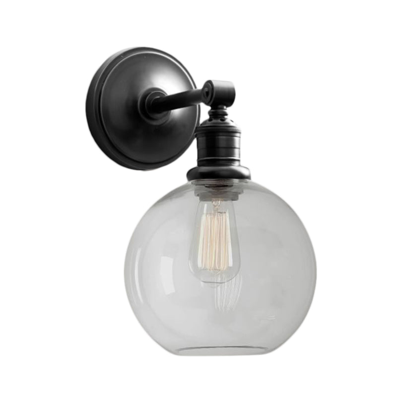 Frendorf | Metaal Zwart/Chroom Wandlamp Globe/Conus 1-Licht Industriële Muurverlichting voor Slaapkamer
