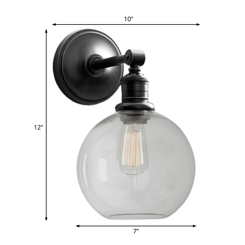 Frendorf | Metaal Zwart/Chroom Wandlamp Globe/Conus 1-Licht Industriële Muurverlichting voor Slaapkamer