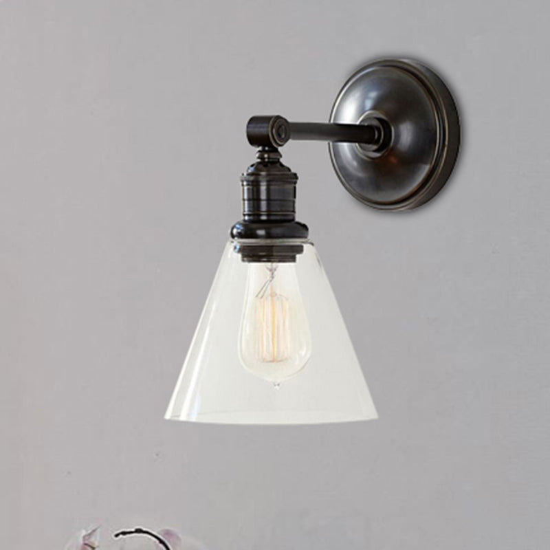 Frendorf | Metaal Zwart/Chroom Wandlamp Globe/Conus 1-Licht Industriële Muurverlichting voor Slaapkamer