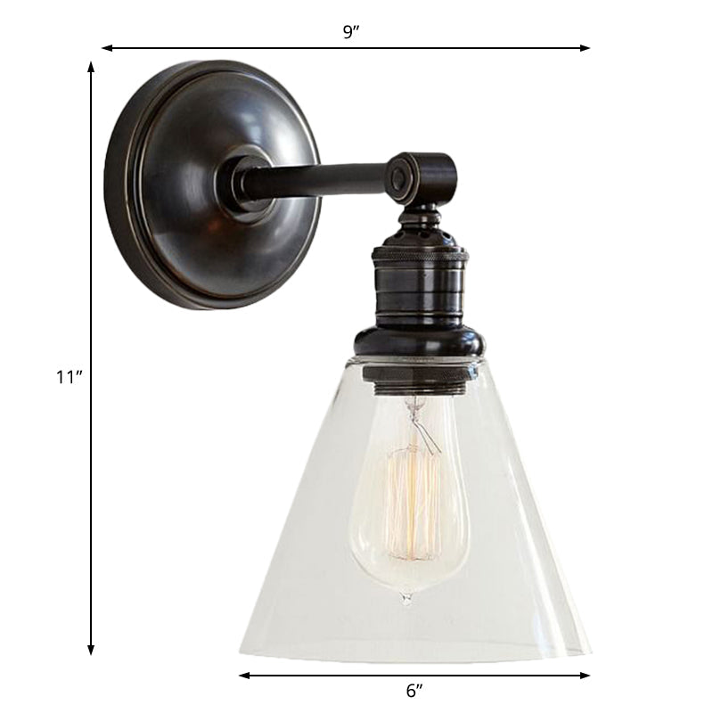 Frendorf | Metaal Zwart/Chroom Wandlamp Globe/Conus 1-Licht Industriële Muurverlichting voor Slaapkamer