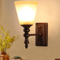 Frendorf | 1-Licht Crème Glas Wandlamp Vintage Bruine Conus Shade Woonkamer Wand Gemonteerde Lamp
