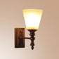 Frendorf | 1-Licht Crème Glas Wandlamp Vintage Bruine Conus Shade Woonkamer Wand Gemonteerde Lamp