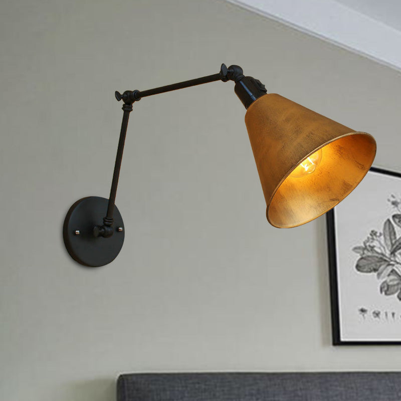 Frendorf | Cone Eettafel Wandlamp Antiek Stijlvol Smeedijzer 1 Hoofd Zwart/Wit Wandmontage Licht