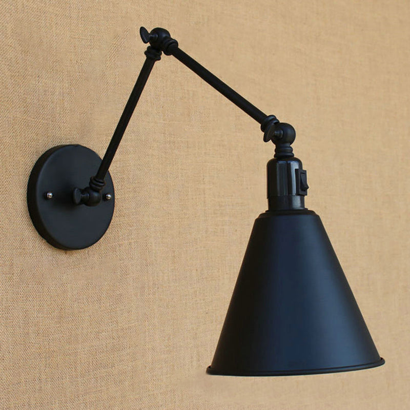 Frendorf | Cone Eettafel Wandlamp Antiek Stijlvol Smeedijzer 1 Hoofd Zwart/Wit Wandmontage Licht
