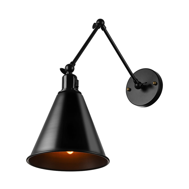 Frendorf | Cone Eettafel Wandlamp Antiek Stijlvol Smeedijzer 1 Hoofd Zwart/Wit Wandmontage Licht