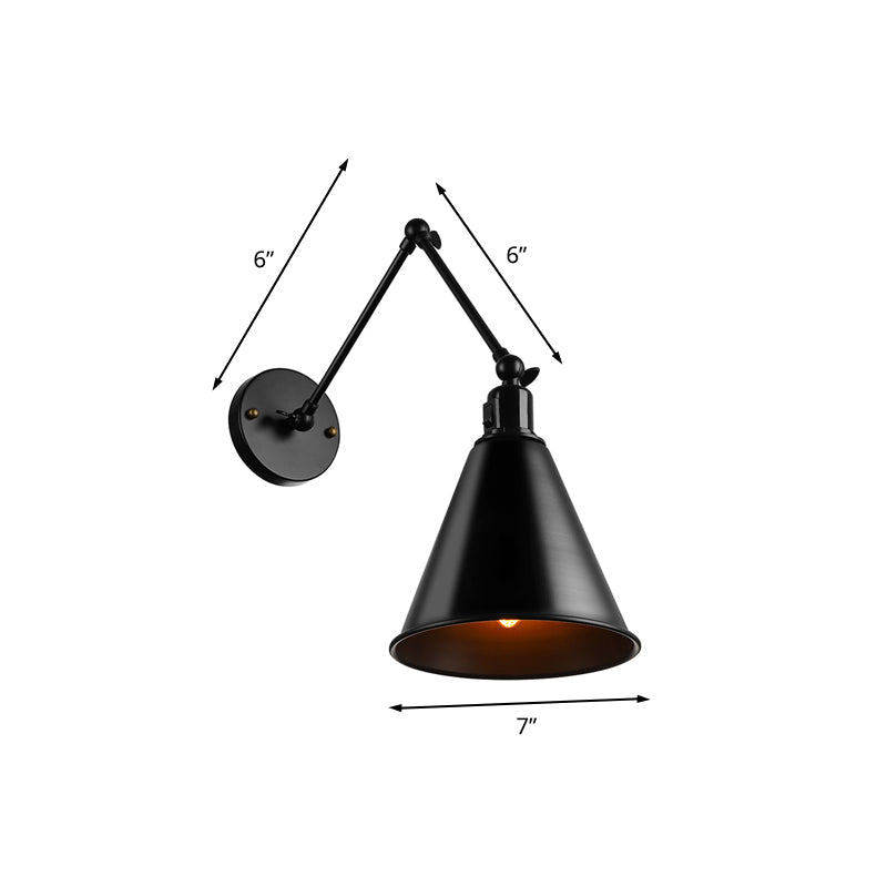 Frendorf | Cone Eettafel Wandlamp Antiek Stijlvol Smeedijzer 1 Hoofd Zwart/Wit Wandmontage Licht