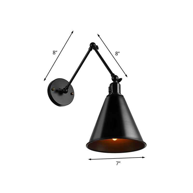 Frendorf | Cone Eettafel Wandlamp Antiek Stijlvol Smeedijzer 1 Hoofd Zwart/Wit Wandmontage Licht