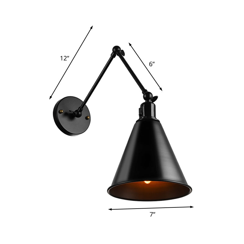 Frendorf | Cone Eettafel Wandlamp Antiek Stijlvol Smeedijzer 1 Hoofd Zwart/Wit Wandmontage Licht