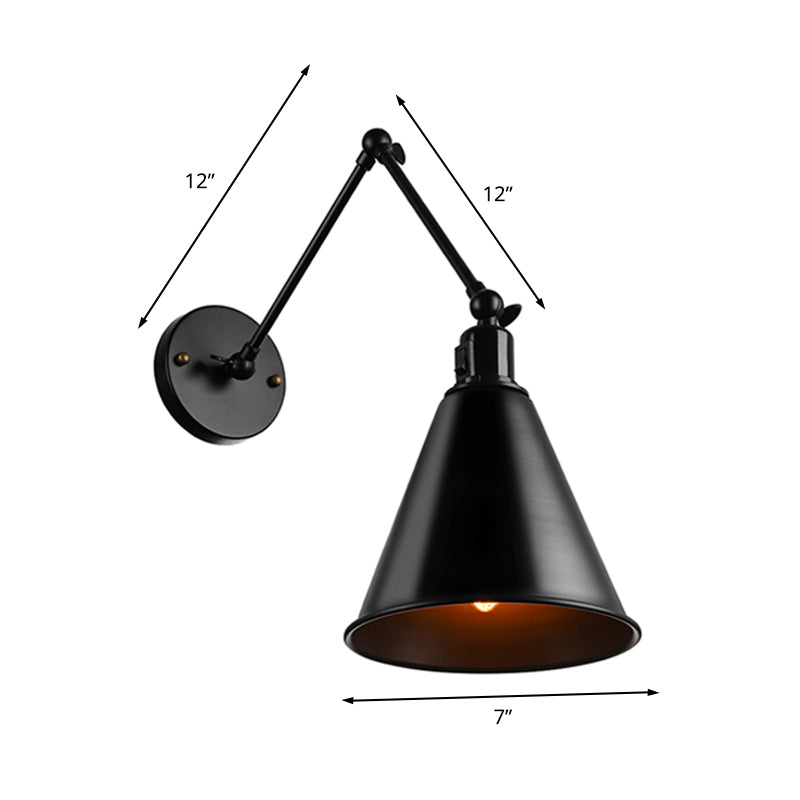 Frendorf | Cone Eettafel Wandlamp Antiek Stijlvol Smeedijzer 1 Hoofd Zwart/Wit Wandmontage Licht