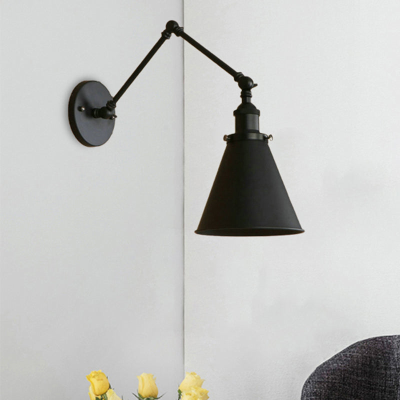 Frendorf | Landhausstil Kegel Wand Sconces 1 Lampe Eisen Wandverlichtungsarmatur in Schwarz/Rost für Schlafzimmer