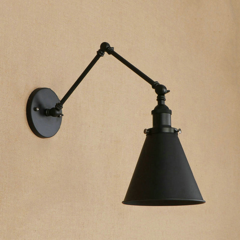 Frendorf | Landhausstil Kegel Wand Sconces 1 Lampe Eisen Wandverlichtungsarmatur in Schwarz/Rost für Schlafzimmer