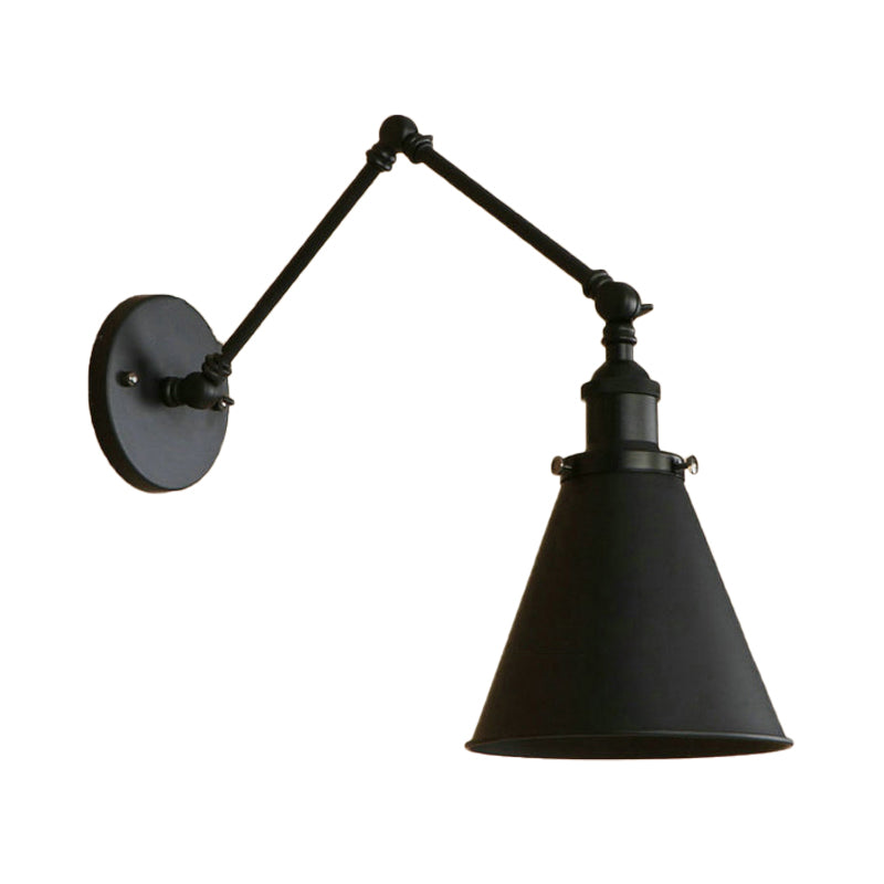 Frendorf | Landhausstil Kegel Wand Sconces 1 Lampe Eisen Wandverlichtungsarmatur in Schwarz/Rost für Schlafzimmer