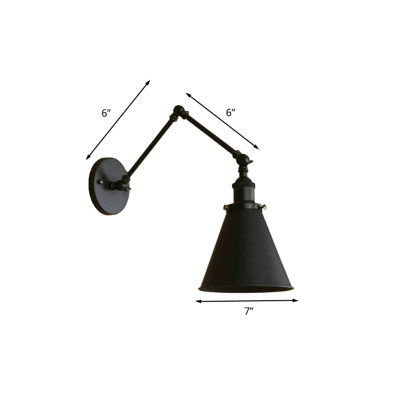 Frendorf | Landhausstil Kegel Wand Sconces 1 Lampe Eisen Wandverlichtungsarmatur in Schwarz/Rost für Schlafzimmer