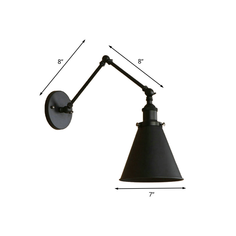 Frendorf | Landhausstil Kegel Wand Sconces 1 Lampe Eisen Wandverlichtungsarmatur in Schwarz/Rost für Schlafzimmer