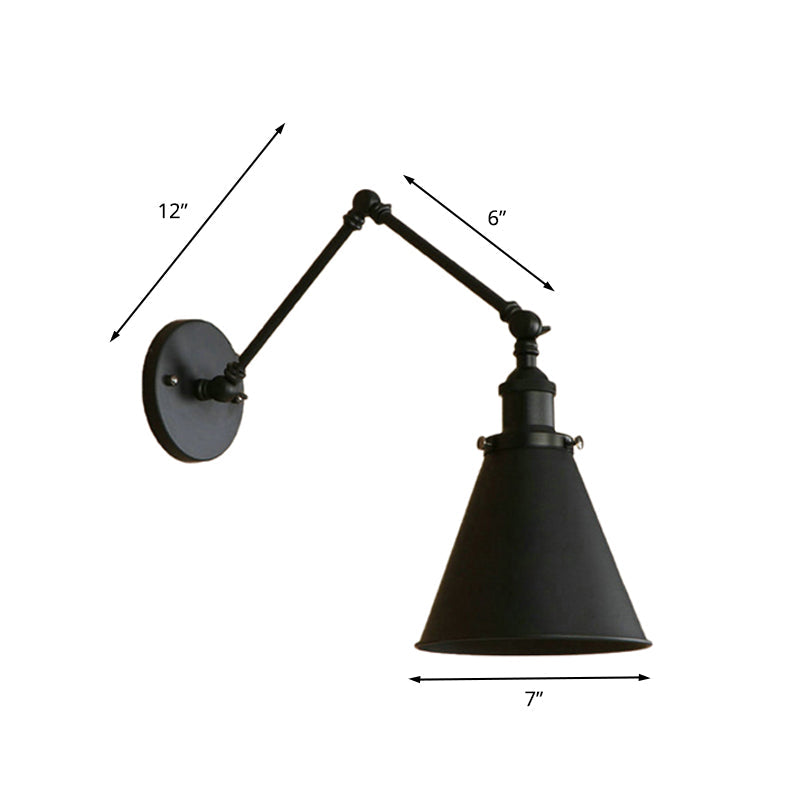 Frendorf | Landhausstil Kegel Wand Sconces 1 Lampe Eisen Wandverlichtungsarmatur in Schwarz/Rost für Schlafzimmer