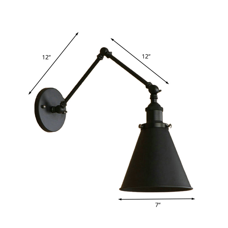 Frendorf | Landhausstil Kegel Wand Sconces 1 Lampe Eisen Wandverlichtungsarmatur in Schwarz/Rost für Schlafzimmer