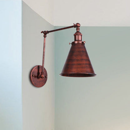 Frendorf | Landhausstil Kegel Wand Sconces 1 Lampe Eisen Wandverlichtungsarmatur in Schwarz/Rost für Schlafzimmer