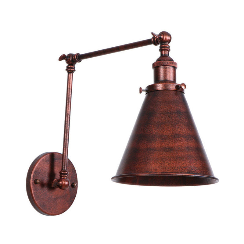 Frendorf | Landhausstil Kegel Wand Sconces 1 Lampe Eisen Wandverlichtungsarmatur in Schwarz/Rost für Schlafzimmer