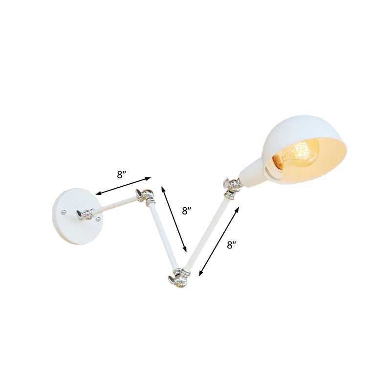 Frendorf | 1 Bulb Wandleuchte Retro-Stil Schwenkarm Metall Mini Wandlampe in Weiß für das Arbeitszimmer