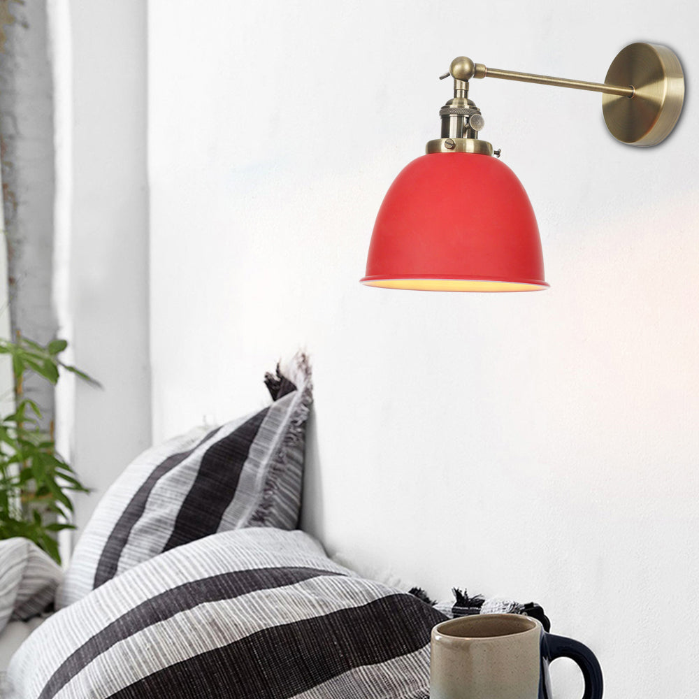 1 Glühbirne Domed Shade Wandleuchte Industriele Schwarz/Grau/Weiß Metall Wandmontierte Lampe für Schlafzimmer
