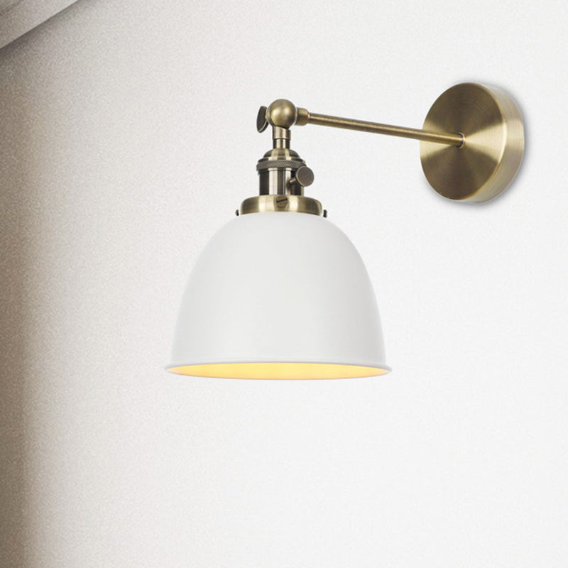 1 Glühbirne Domed Shade Wandleuchte Industriele Schwarz/Grau/Weiß Metall Wandmontierte Lampe für Schlafzimmer