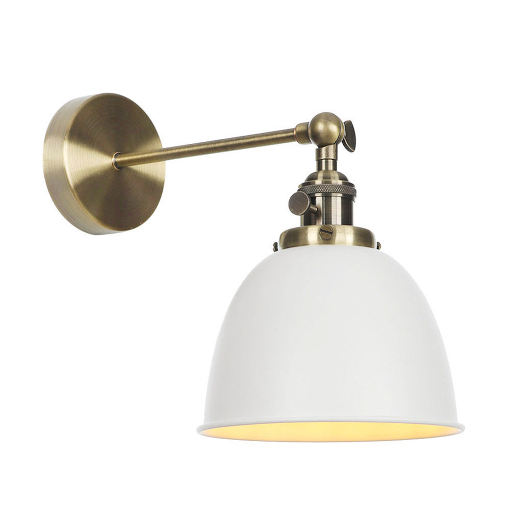 Frendorf | 1 Glühbirne Kuppel Schirm Wandleuchte Industriell Schwarz/Grau/Weiß Metall Wandmontierte Lampe für Schlafzimmer