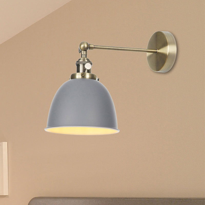 1 Glühbirne Domed Shade Wandleuchte Industriele Schwarz/Grau/Weiß Metall Wandmontierte Lampe für Schlafzimmer