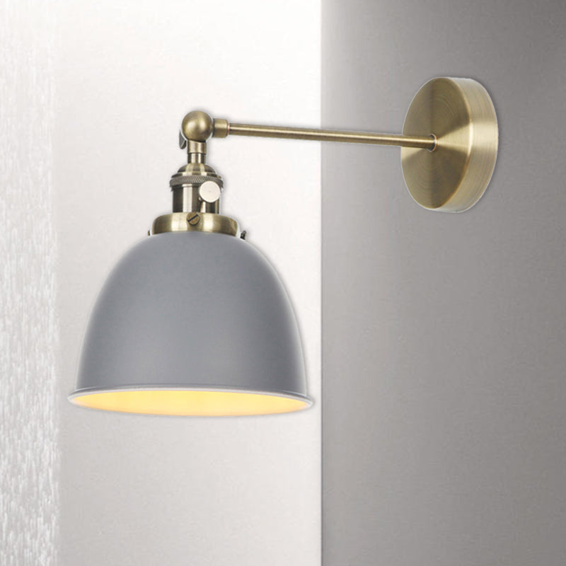1 Glühbirne Domed Shade Wandleuchte Industriele Schwarz/Grau/Weiß Metall Wandmontierte Lampe für Schlafzimmer
