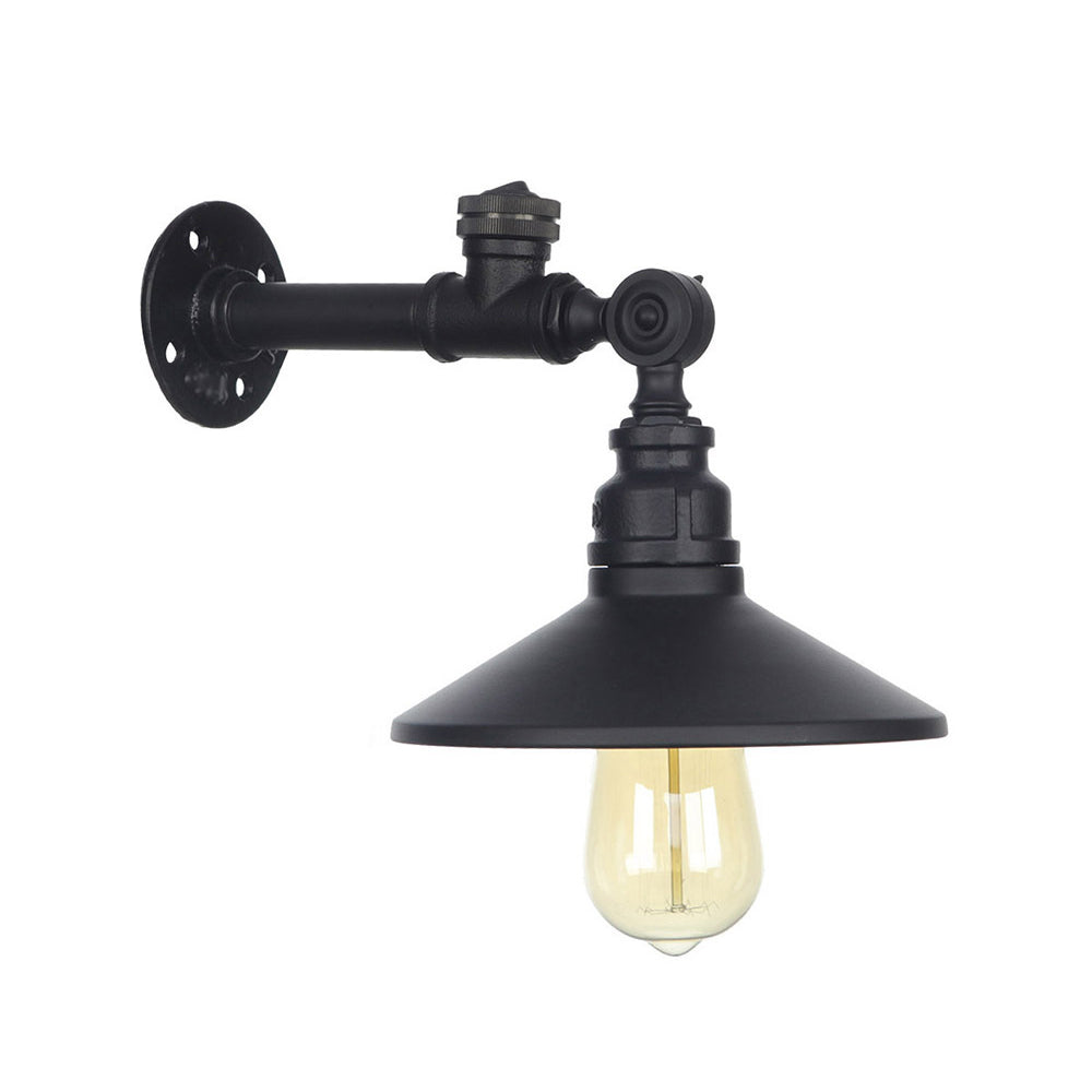 Frendorf | 1 Licht Brede Flair Wandlamp Industrieel Zwart/Brons/Antiek Messing Metaal Sconces Lichtarmatuur voor Slaapkamer