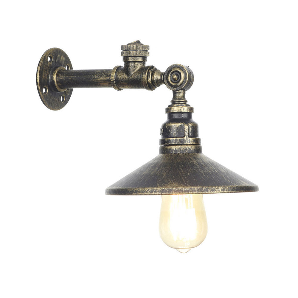 Frendorf | 1 Licht Brede Flair Wandlamp Industrieel Zwart/Brons/Antiek Messing Metaal Sconces Lichtarmatuur voor Slaapkamer