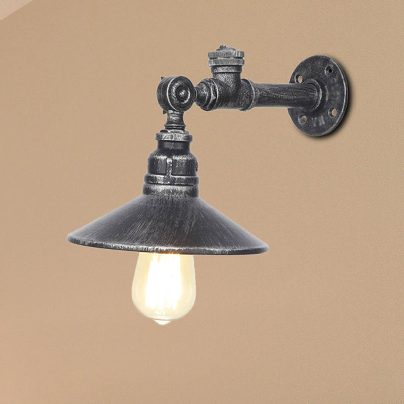 Frendorf | 1 Licht Brede Flair Wandlamp Industrieel Zwart/Brons/Antiek Messing Metaal Sconces Lichtarmatuur voor Slaapkamer