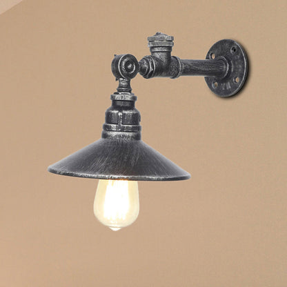 Frendorf | 1 Licht Brede Flair Wandlamp Industrieel Zwart/Brons/Antiek Messing Metaal Sconces Lichtarmatuur voor Slaapkamer