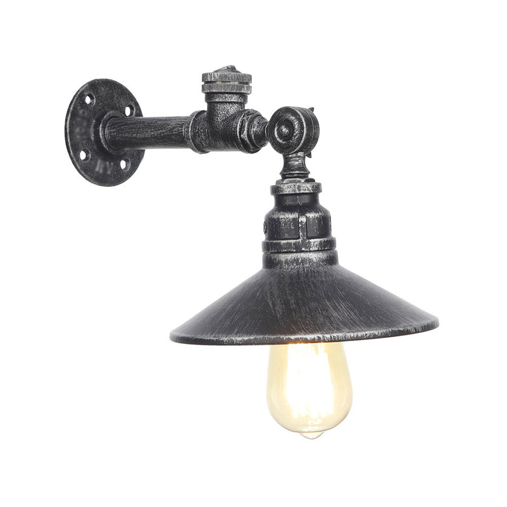 Frendorf | 1 Licht Brede Flair Wandlamp Industrieel Zwart/Brons/Antiek Messing Metaal Sconces Lichtarmatuur voor Slaapkamer