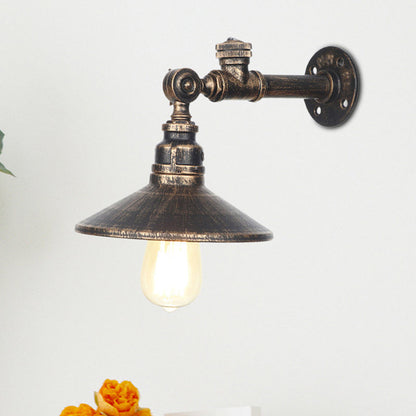 Frendorf | 1 Licht Brede Flair Wandlamp Industrieel Zwart/Brons/Antiek Messing Metaal Sconces Lichtarmatuur voor Slaapkamer