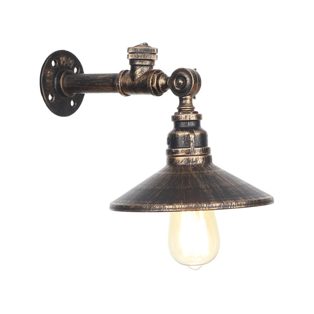 Frendorf | 1 Licht Brede Flair Wandlamp Industrieel Zwart/Brons/Antiek Messing Metaal Sconces Lichtarmatuur voor Slaapkamer