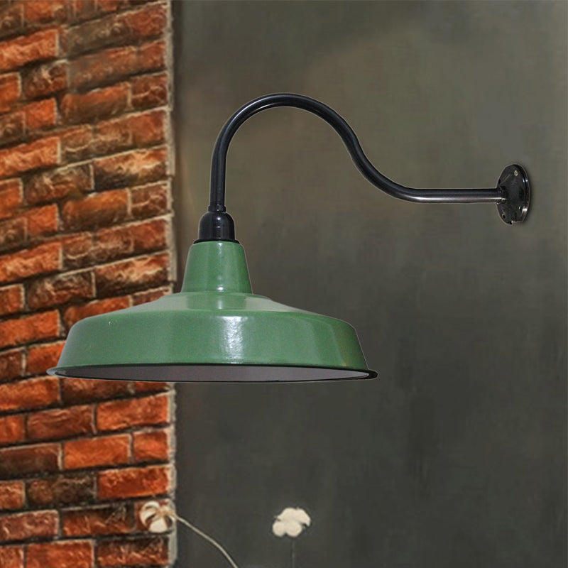 Frendorf | Vintage Style Barn Wall Light Fixture 14"/16" Dia 1 Bulb Metal Sconce Wall Lighting in Green for Restaurant