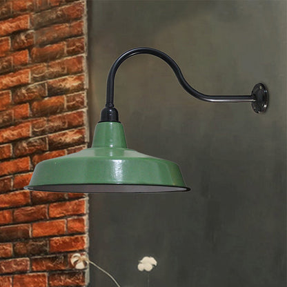 Frendorf | Vintage Style Barn Wall Light Fixture 14"/16" Dia 1 Bulb Metal Sconce Wall Lighting in Green for Restaurant