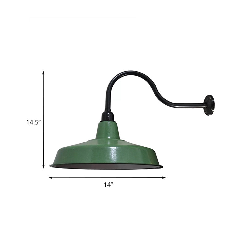 Frendorf | Vintage Style Barn Wall Light Fixture 14"/16" Dia 1 Bulb Metal Sconce Wall Lighting in Green for Restaurant