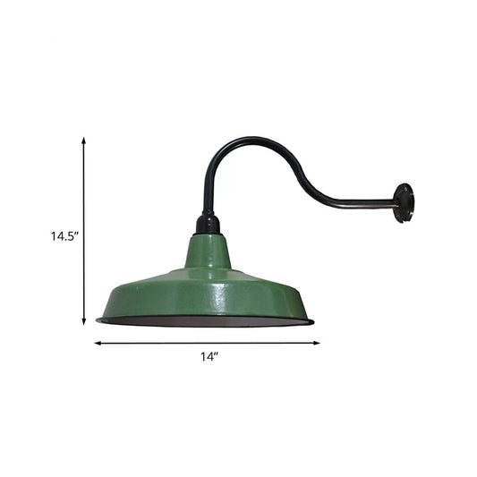 Frendorf | Vintage Style Barn Wall Light Fixture 14"/16" Dia 1 Bulb Metal Sconce Wall Lighting in Green for Restaurant
