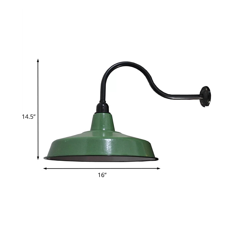 Frendorf | Vintage Style Barn Wall Light Fixture 14"/16" Dia 1 Bulb Metal Sconce Wall Lighting in Green for Restaurant