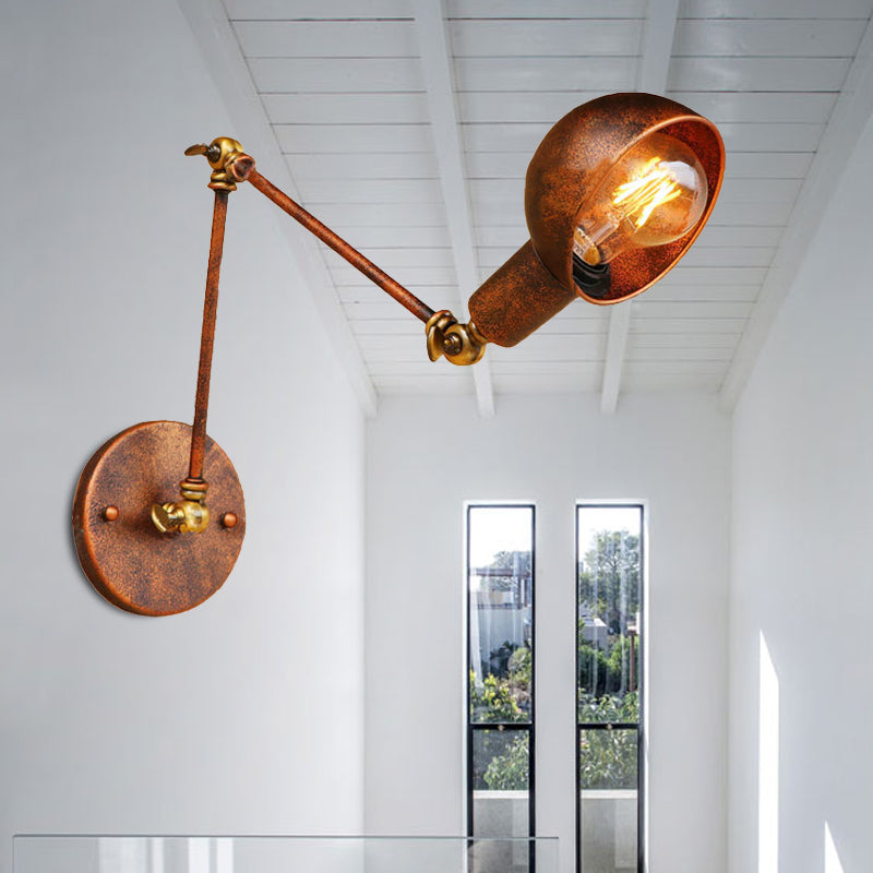 Frendorf | Rustikale gewölbte Lesewandlampe antiker Stil Eisen 1 Glühbirne Wohnzimmerswandlampe Sconces mit Schwenkarm