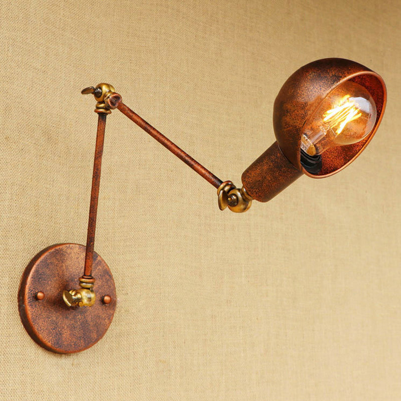 Frendorf | Rustikale gewölbte Lesewandlampe antiker Stil Eisen 1 Glühbirne Wohnzimmerswandlampe Sconces mit Schwenkarm