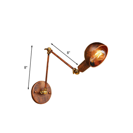 Frendorf | Rustikale gewölbte Lesewandlampe antiker Stil Eisen 1 Glühbirne Wohnzimmerswandlampe Sconces mit Schwenkarm