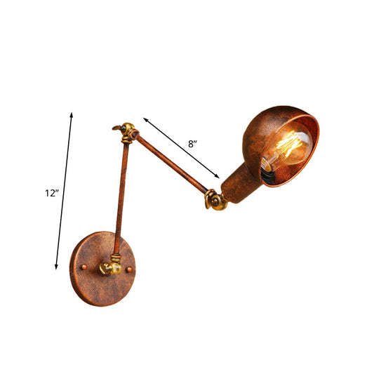 Frendorf | Rustikale gewölbte Lesewandlampe antiker Stil Eisen 1 Glühbirne Wohnzimmerswandlampe Sconces mit Schwenkarm