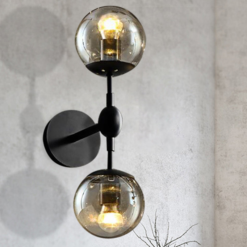 Frendorf | Globe Eetkamer Wandlamp Fixture Industrieel Rookglas 2/3 Licht Zwarte Wandlamp