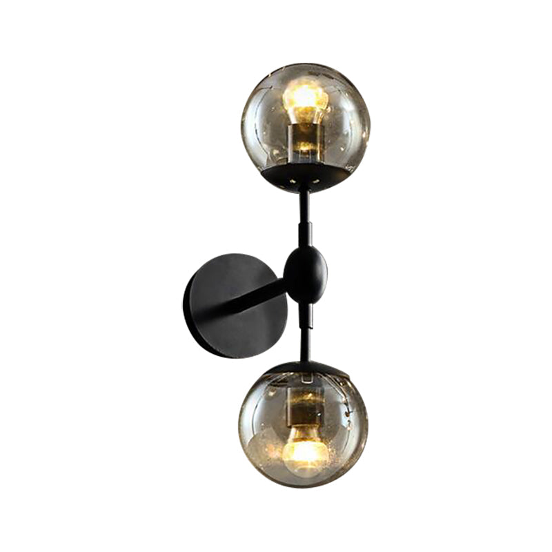Frendorf | Globe Eetkamer Wandlamp Fixture Industrieel Rookglas 2/3 Licht Zwarte Wandlamp